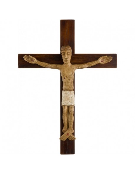 1381 CRUCIFIJO SOBRE CRUZ DE MADERA